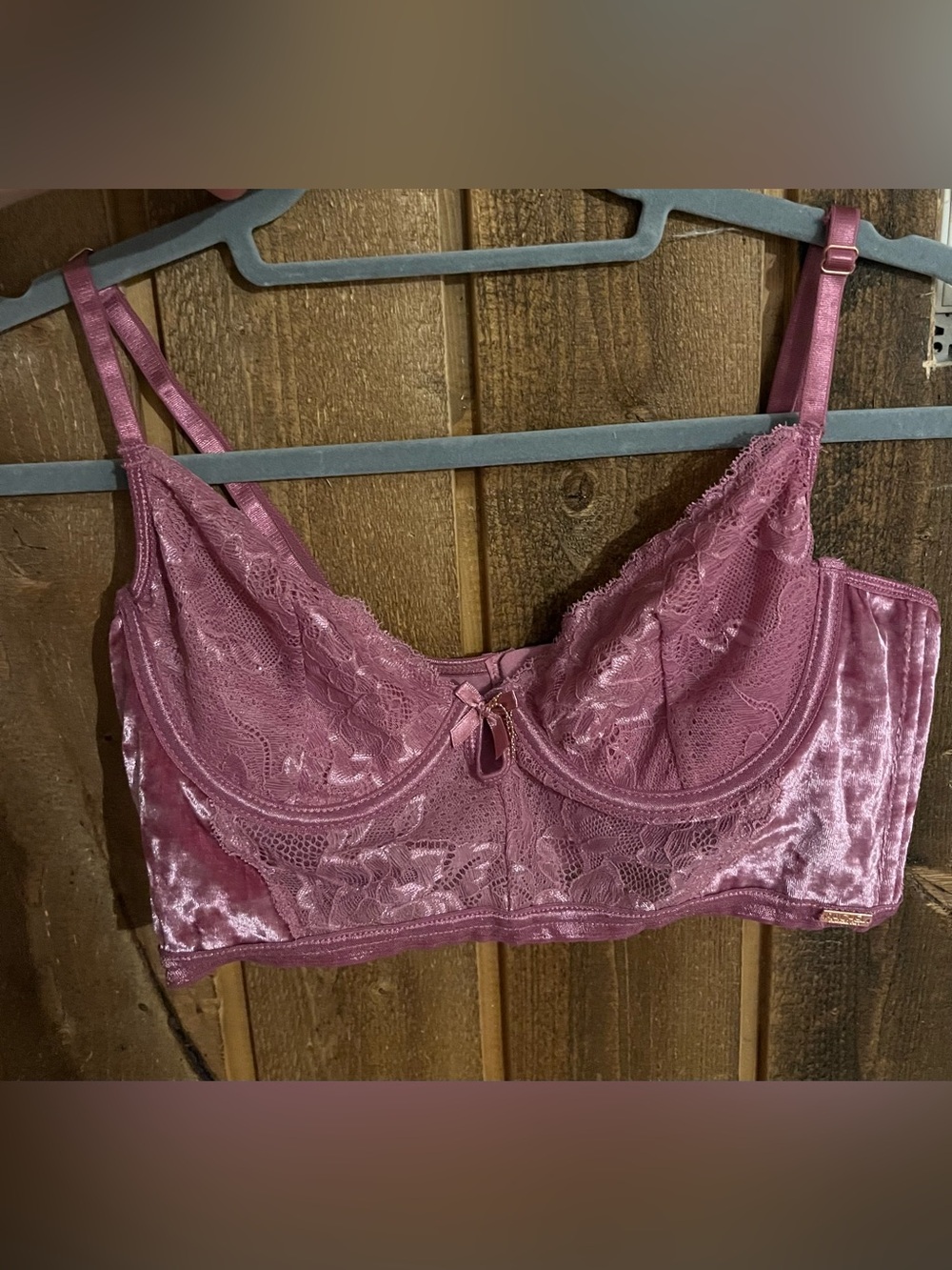 RACHEL Rachel Roy Dusty Rose Lace & Velvet Longline Bra